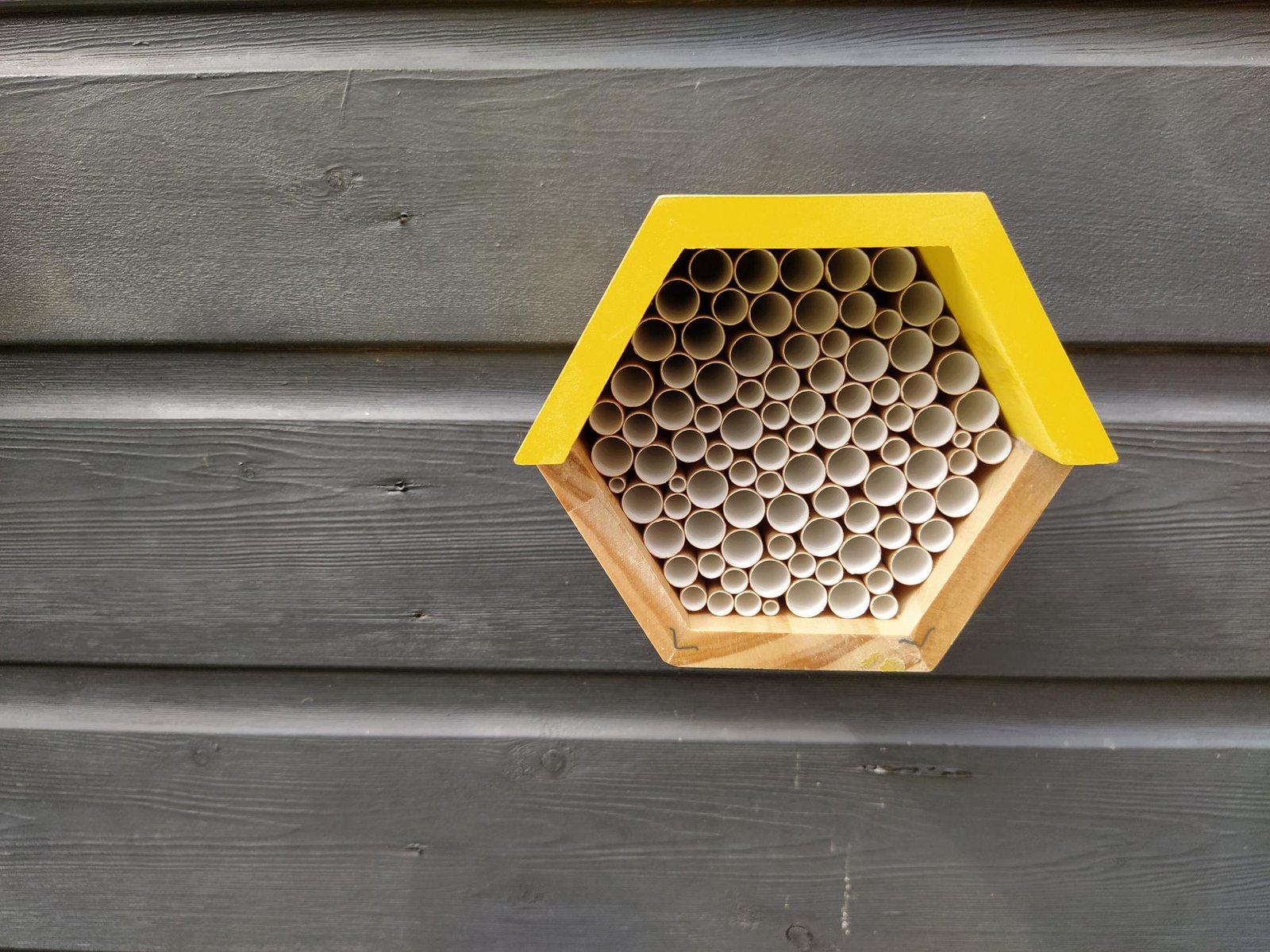 Groot Oefenen Vorige Bijenhotel "geel zeshoek" | Bijenhuisje | Hout | Huisje voor in de tuin